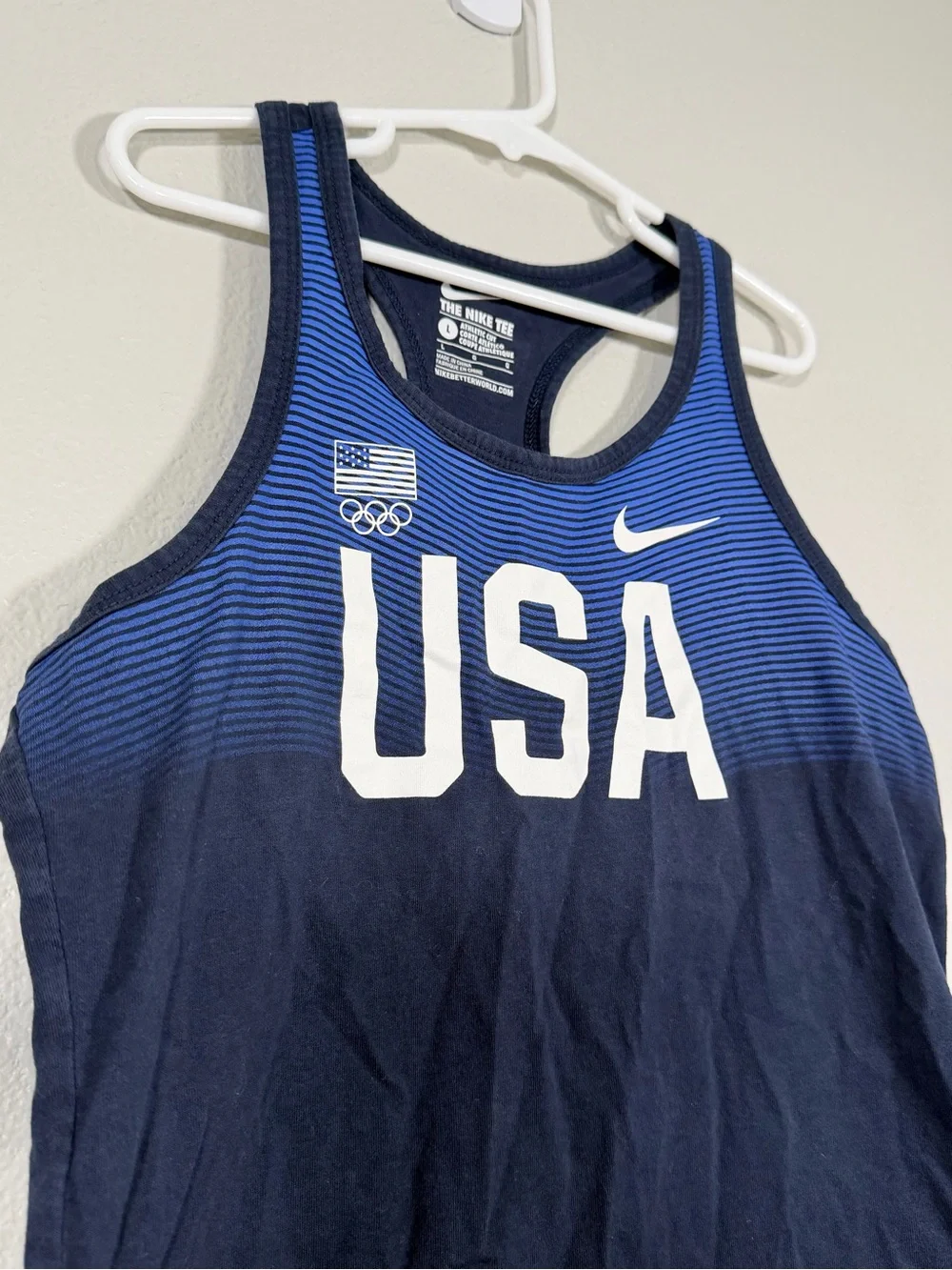 Nike Shirt Navy Blue USA Olympic Team Racerback Tank Top Sport Girl Youth Large